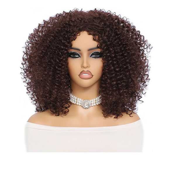 Pruik met kleine spiraalkrullen schouderlang model Fatia kleur 33