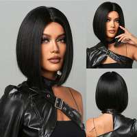 Luxe en sexy pruik zwart kort steil bob model