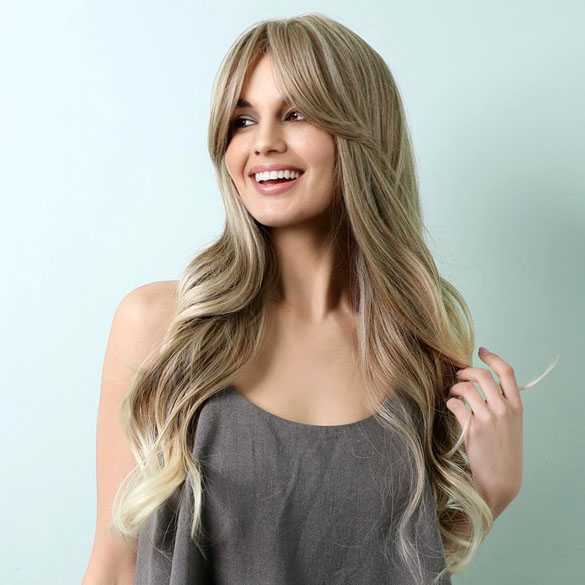 Luxe pruik lang blond haar met lichte puntjes model 237