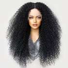 Mega afro pruik zwart haar lace front met wilde kroes spiraalkrullen