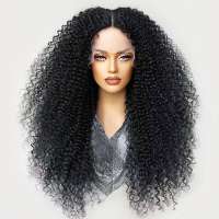 Mega afro pruik zwart haar lace front met wilde kroes spiraalkrullen