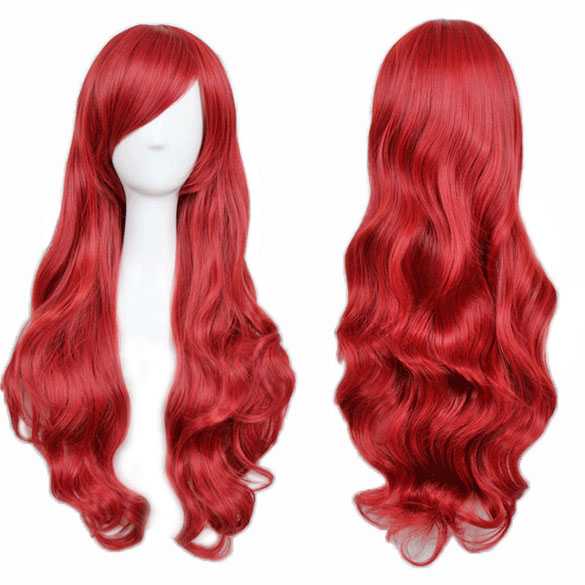 Carnaval Red Passion pruik rood lang haar met slagen