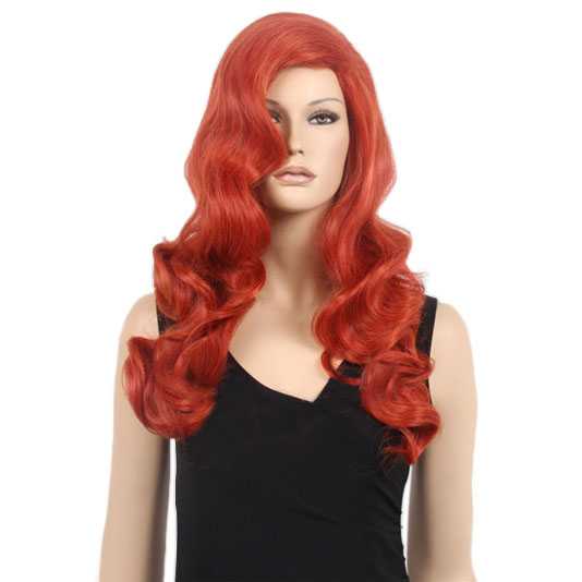 Sexy Jessica Rabbit pruik lang rood haar met slagen