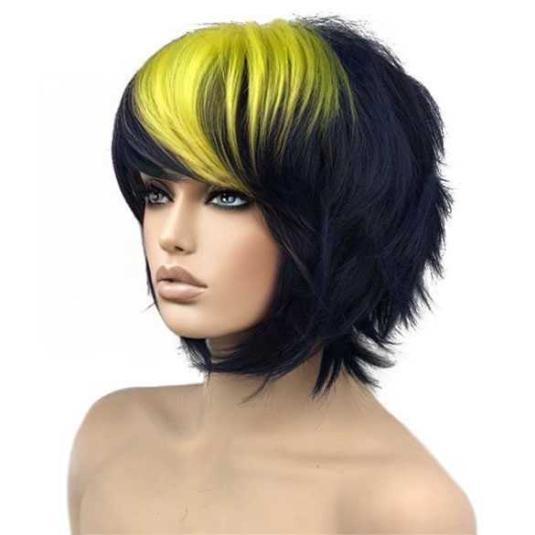 SALE : Carnaval pruik multicolor kort haar in laagjes