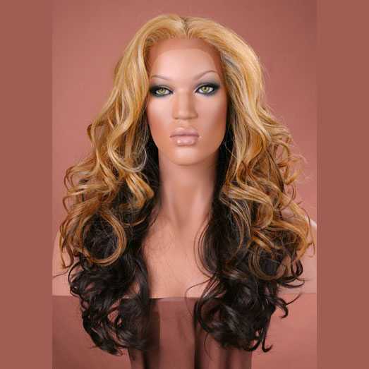 Lace pruik lang haar met krullen model Sofia kleur F2032