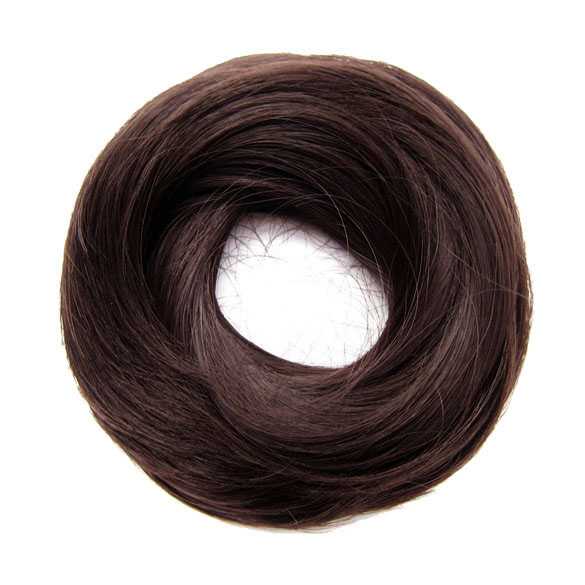 Haar scrunchie steil met elastiek kastanjebruin kleur M2-33