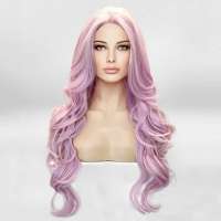 Lace pruik lang haar zonder pony model Kim kleur PERIWINKLE