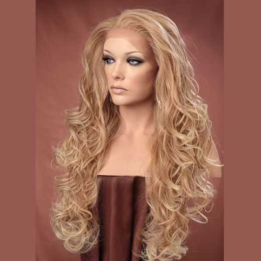 Lace pruik lang blond krullend haar model Holiday