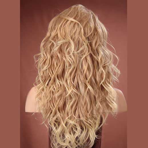 Pruik lang haar blondmix met krullen model Gabby T27/613