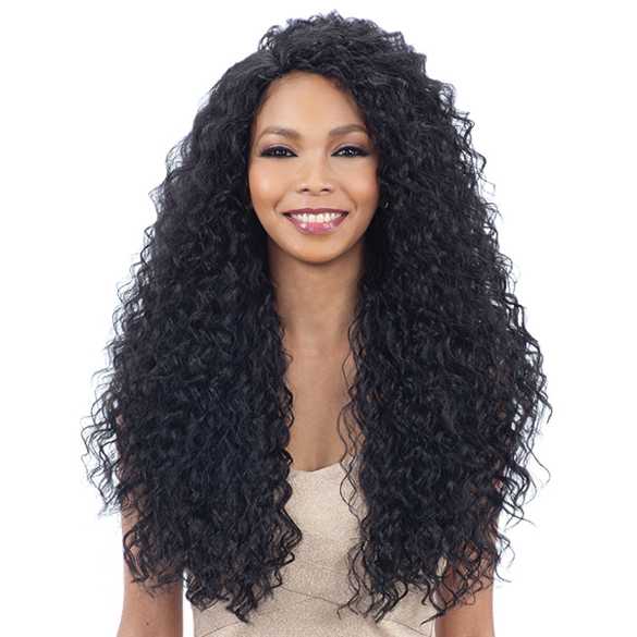 Pruik lang zwart krullend haar model Lakeisha