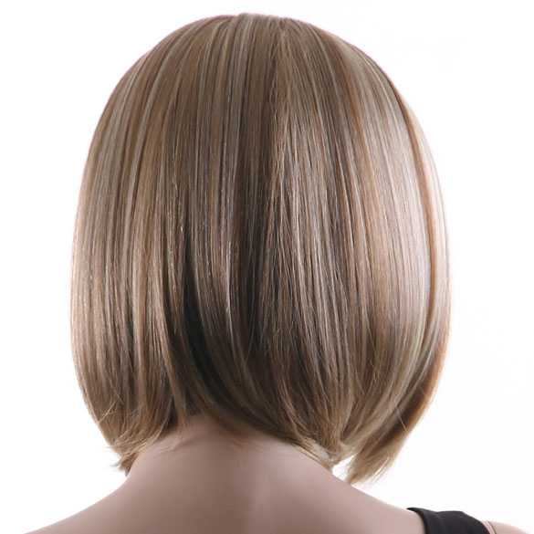 Luxe pruik bob model blond en bruin zonder pony