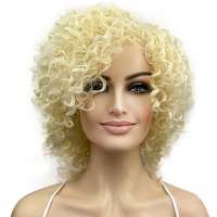 Kort model pruik lichtblond haar met krullen kleur 613