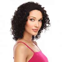Lace pruik schouderlang bruin haar met krullen model Sheree kleur 4