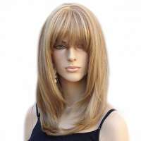 Pruik schouderlang steil haar model Lollipop blondmix F14/22