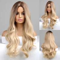 Pruik lang blond haar met grove slagen model 5018