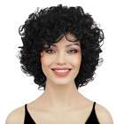 Damespruik kort krullend haar in zeer donkerbruin