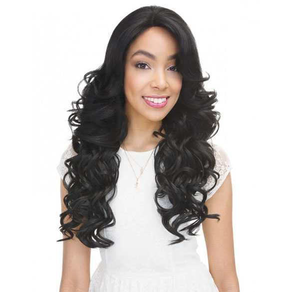 4x4 Lace top pruik lang zwart haar met krullen model Esther