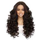 Luxe lace front pruik lang krullend haar medium bruin zonder pony
