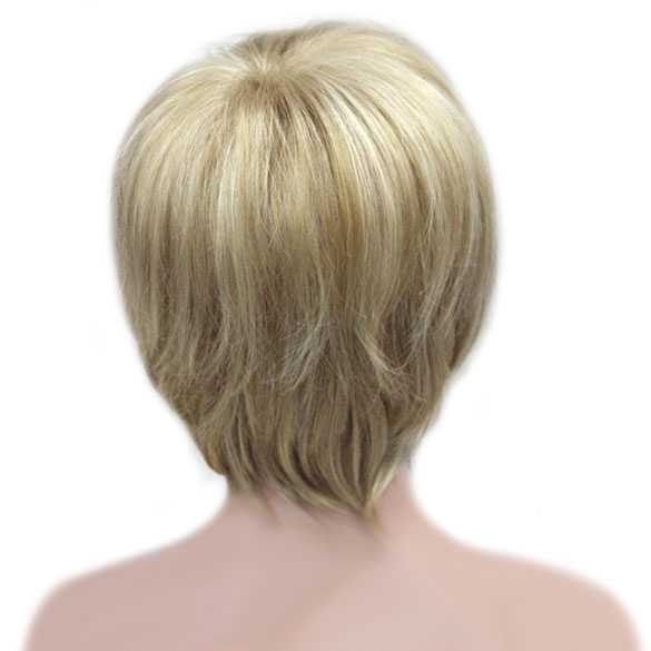 Vlotte korte pruik haar laagjes lichtblond mix L16-613