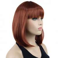 Pruik schuin bob model met steil haar kleur 130