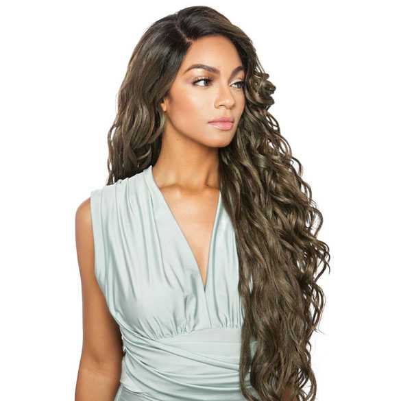Brown Sugar swiss lace pruik mix met echt haar model BS298