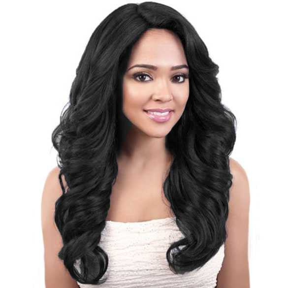 Pruik lang zwart haar met prachtige krullen model Willa