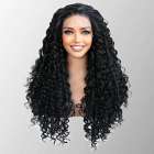 Swiss lace front pruik lang zwart haar met spiraalkrullen Winona