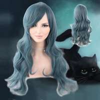 Carnaval Lolita pruik Smoke Blue lang krullend haar