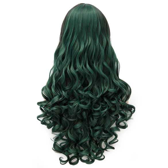 Bottle green-mix lolita pruik lang haar met krullen