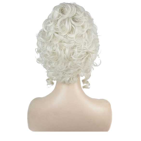 Marie Antoinette pruik zilverwit kort met krullen