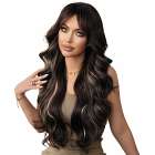 Donkerbruine pruik zeer lang haar met blonde highlights Micky Donkerbruine pruik zeer lang haar met blonde highlights Micky