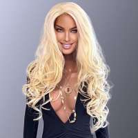 SALE Lace pruik lang lichtblond haar met krullen Holiday