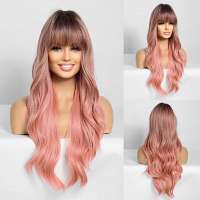 Pruik lang haar in soft pink met grove slagen model 6018