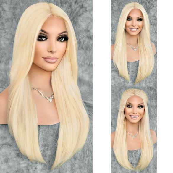 Lace front pruik steil blond lang haar Twilight kleur 613