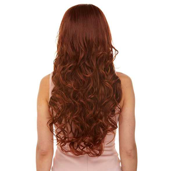 Lace pruik lang rood krullend haar model Holiday T33-130