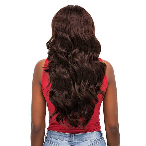 SALE : Lace pruik lang bruin haar met grove slagen zonder pony model Aysha
