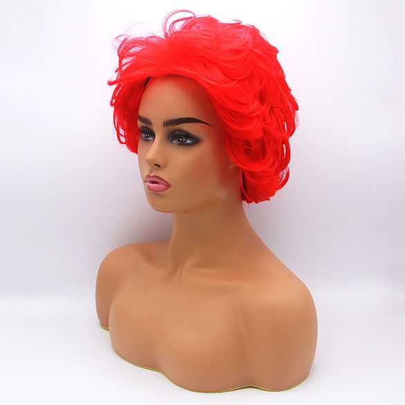 SALE : Carnaval Clown pruik kort helder rood + gratis haarnetje