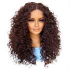 Luxe krullen pruik kastanjebruin haar met veel volume Britta