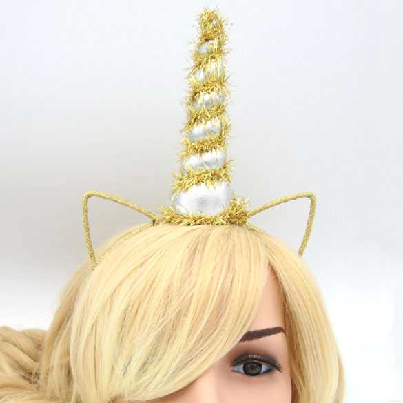 Unicorn haarband met oortjes Gold Sparkle