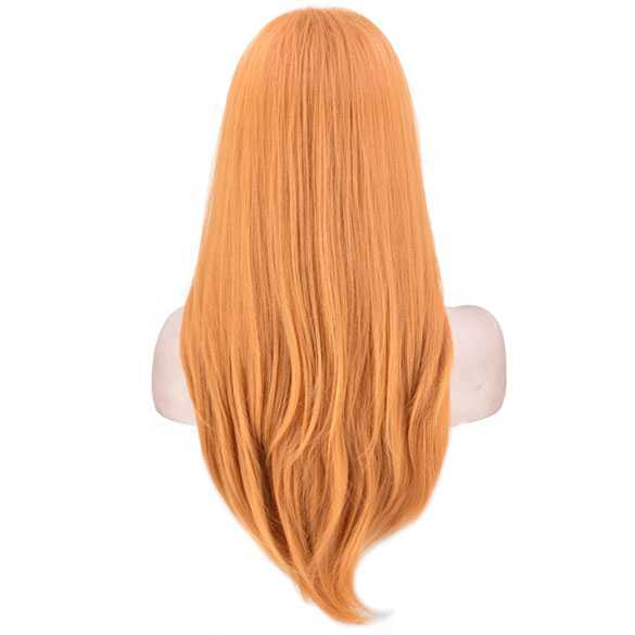 KONINGSDAG : Pruik lang steil haar in lagen kleur saffraan oranje
