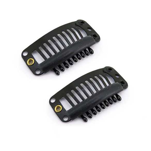 Pruik / extensions clips set 2 stuks ZWART 32mm