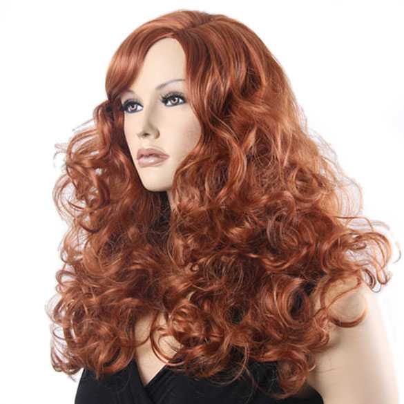 Diva pruik lang rood haar met volle krullen zonder pony