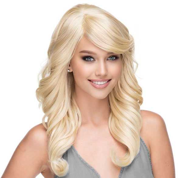 Pruik lichtblond lang haar met slagen model Phoenix kleur 613