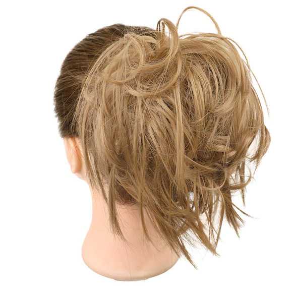 Warrige haar scrunchie met elastiek roomblond kleur 24