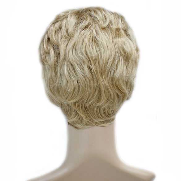 Moderne pruik kort krullend haar goudblond 24B