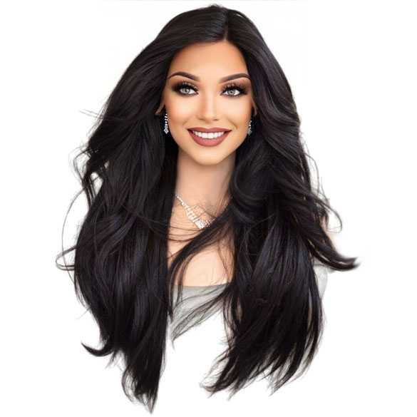 4x4 Lace front pruik donkerbruin lang haar Cameron kleur 2