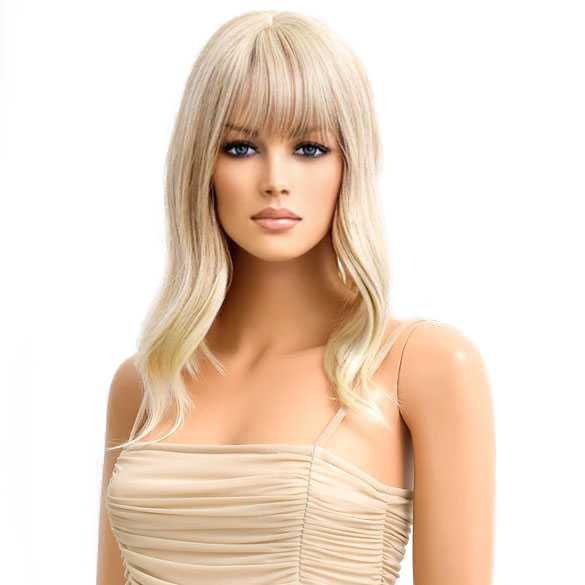 Pruik blond schouderlang haar met losse slagen model 14-5