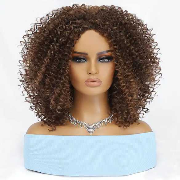 Pruik afro kleine spiraalkrullen schouderlang model 1037 kleur P4-30-27