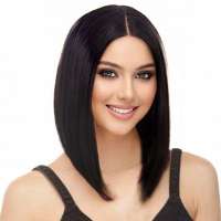 Lace front pruik chocobruin steil haar bob model Adele kleur 4