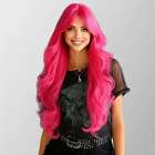 Fel roze Lolita pruik zeer lang haar met grove slag